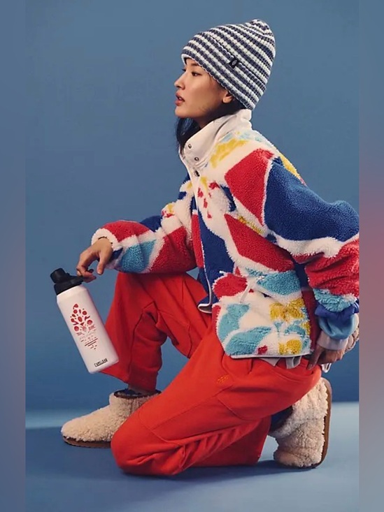 Free People Hit The Slopes Printed Fleece Jacket. NWT. Golden road floral - Picture 4 of 5